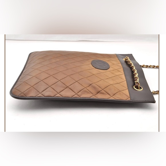 Authentic CHANEL lambskin flat CC mini tote brown and black - Picture 3 of 12